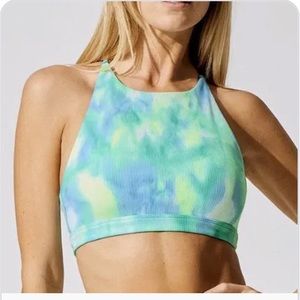 Carbon 38 Tie Dye Ribbed Halter Top Bra